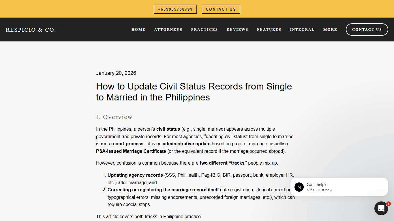 How to Update Civil Status Records from Single to Married in the Philippines