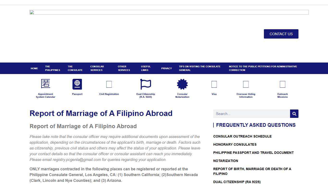 Report of Marriage of A Filipino Abroad - Philippine Consulate General Los Angeles California